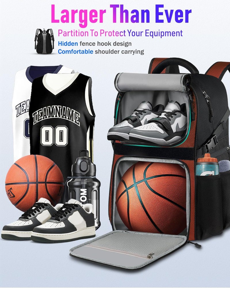 LOINTET Basketball Bag Backpack with Ball Holder Shoes Compartment, Large Basketball Accessories Sports Bag - Image 3